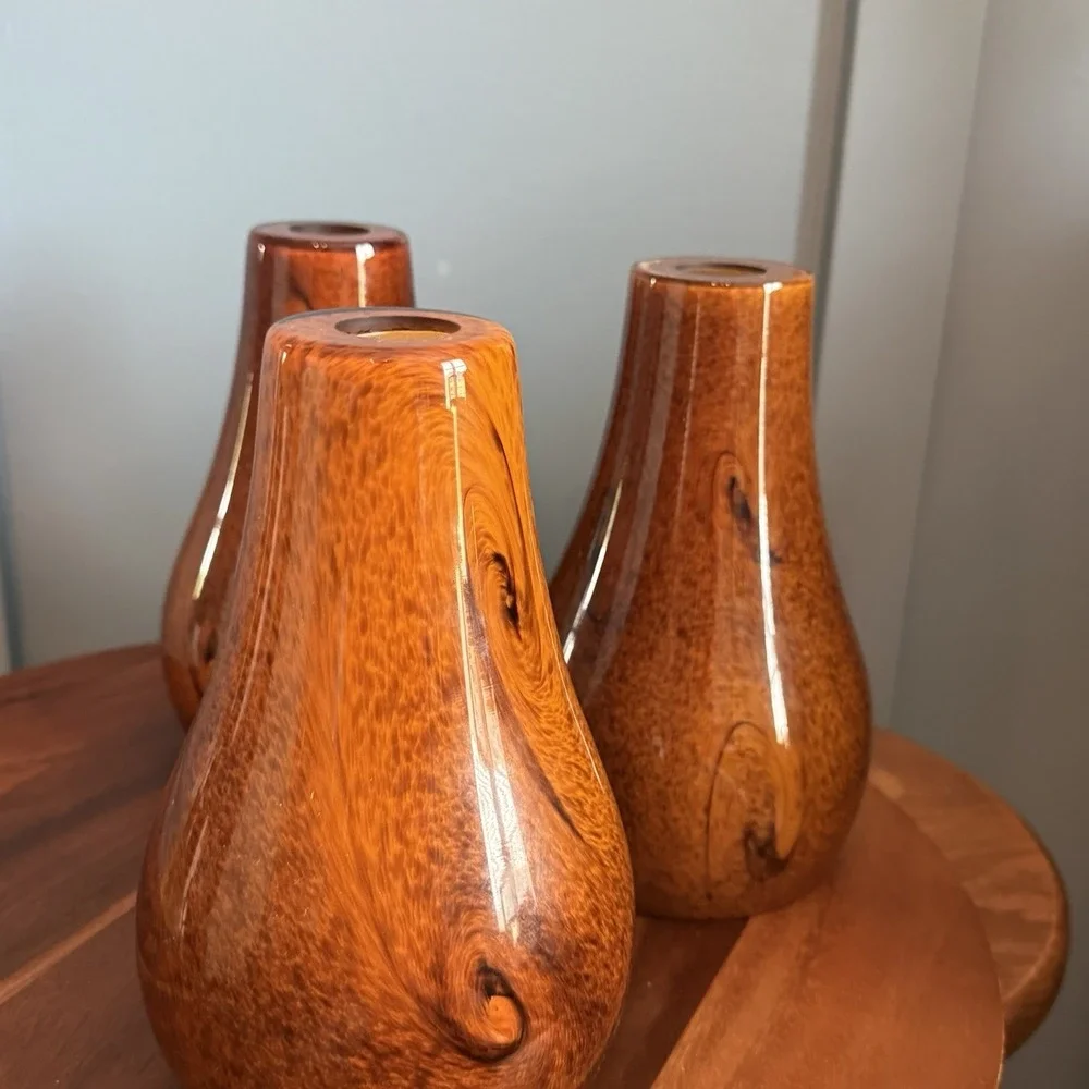 Set of 3 Amber Swirl Glass Pendant Lamp Shades Mission Style Cognac Tortoise